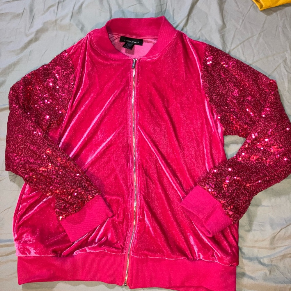 Velour sweatshirt sequin arms